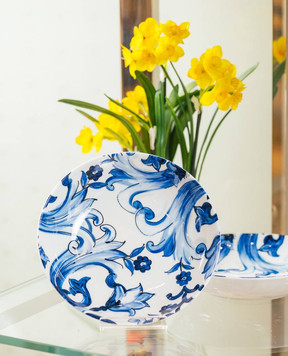 Dolce&Gabbana Набор белых фарфоровых тарелок для первых блюд в принт Blu Mediterraneo TC0S05TCA40