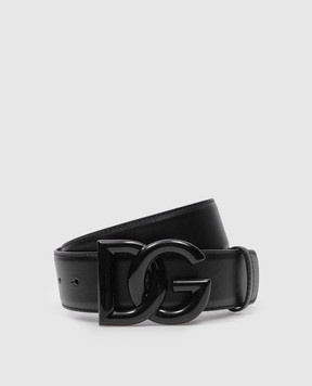 Dolce&Gabbana Чорний шкіряний ремінь з металевим логотипом DG BE1578AQ069
