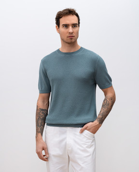 Canali Зеленая футболка в узор MK02267C1079