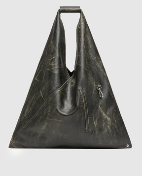 Maison Margiela MM6 Шкіряна сумка кольору хакі з ефектом потертості S54WD0039P4792