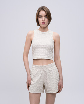 Off-White Бежевый топ в логотип шаблон. OWAD26JS25JER001