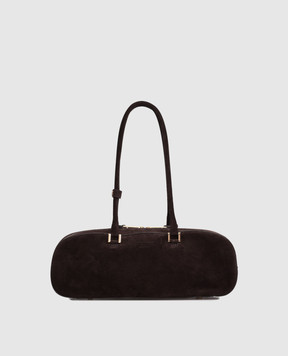 Christian Villa Коричневая замшевая сумка-багет с логотипом 6344CHOCOLATESUEDE