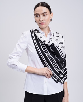 Dolce&Gabbana Белый платок из шелка в принт логотипа FN090RGDDAS