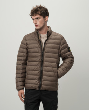 Stone Island Коричнева пухова куртка зі знімним патчем логотипа 811542924