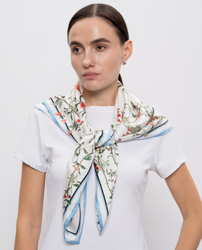 Givenchy Белый платок из шелка в цветочный принт 710009725001