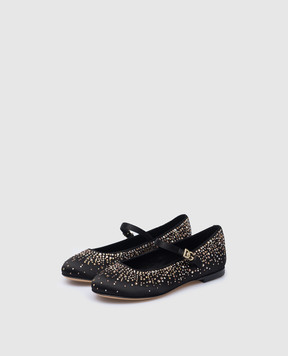 Dolce&Gabbana Детские черные балетки с кристаллами D11274A5723