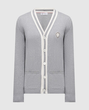 Brunello Cucinelli Серый кардиган с нашивкой логотипа логотип. M29203606F