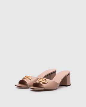 Valentino Бежевые кожаные мюли VLogo Signature 6W0S0MH7DSH