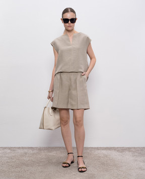 Max Mara Бежевый топ COLIMBO из льна COLIMBO