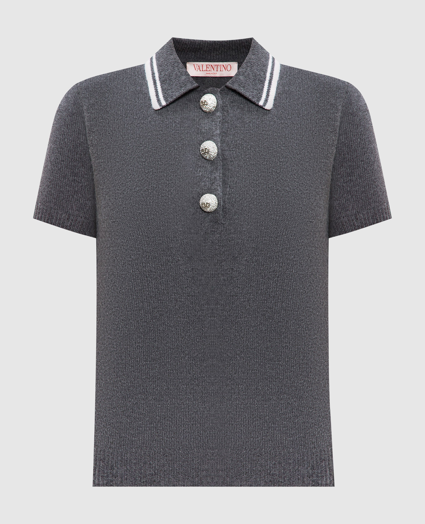 

Серое поло из шерсти с кристаллами, Серый, Поло