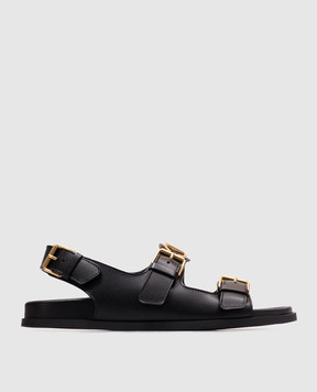 Valentino Черные кожаные сандалии с логотипом 6W2S0LK6BEK