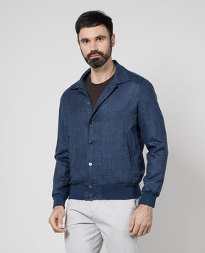 ISAIA Синяя куртка из шерсти, шелка и льна. SZ718297590