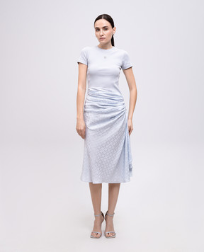 Givenchy Блакитна сукня міді з шовком у візерунок BW22CX15T4