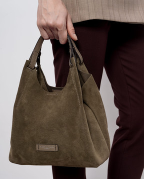 Gianni Chiarini Замшева сумка-тоут Dua кольору хакі BS9779CMPL