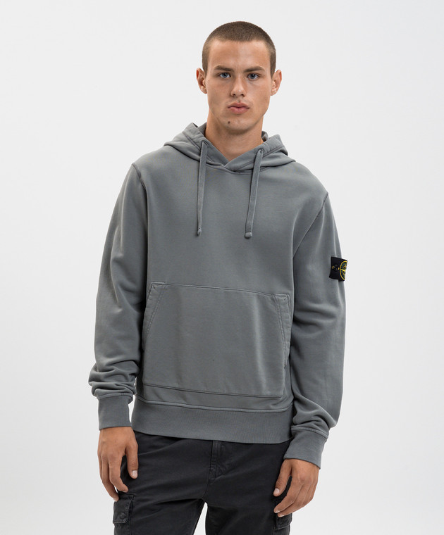 Stone Island - Серые худи с патчем логотипа K2S156100062S0051