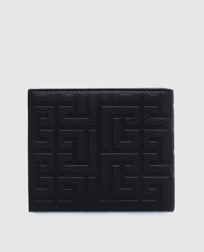 Balmain Чорне шкіряне портмоне з логотипом DM1NM061LPSE
