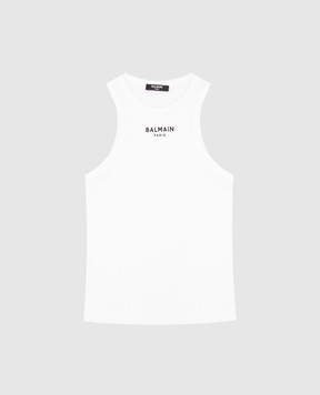 Balmain Дитячий білий топ з принтом логотипа BW8A72Z2389410