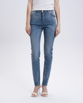 Balmain Синие джинсы скини с эффектом потертости FF1MF066DF79