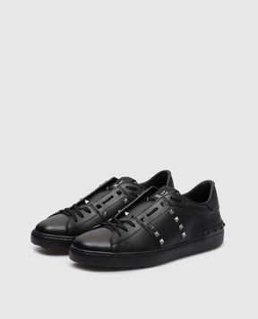 Valentino Чорні шкіряні кросівки Rockstud Untitled 6Y2S0931BXE