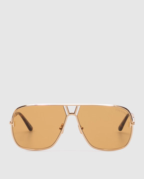 Tom Ford Золотисті сонцезахисні окуляри STAVROS з логотипом FT1204