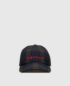 Alexander McQueen Кепка с шерстью в клетку с вышивкой логотипа 8386274C09Q