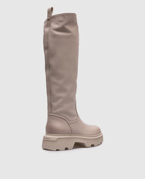Santoni Бежеві шкіряні чоботи з логотипом WSCW71108LAMTLGA
