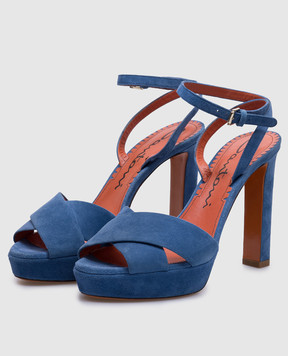 Santoni Блакитні замшеві босоніжки WHOV57080HX2RMGD