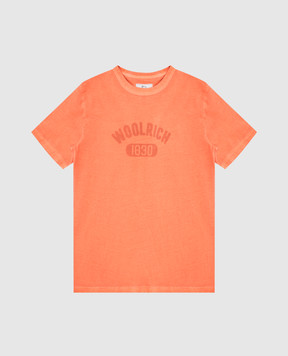 Woolrich Детская оранжевая футболка с принтом логотипа. CFWKTE0136MRUT3722