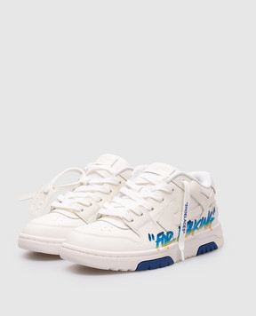 Off-White Детские белые кожаные кроссовки с принтом For walking OBIA011S25LEA002