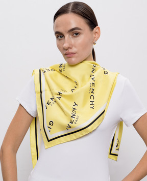 Givenchy Зеленый платок из шелка в принт логотипа 710009495004
