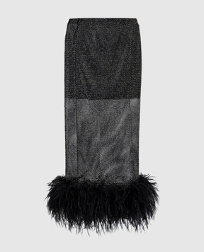 Santa Brands Черная юбка миди с кристаллами и перьями страуса MIDIFEATHERSSKIRT