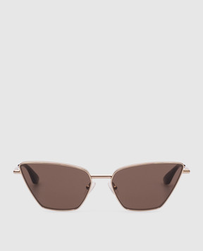 Alexander McQueen Золотые очки T-Bar Cat-Eye 821690I3330