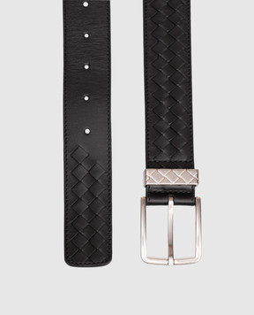 Bottega Veneta Чорний шкіряний ремінь з плетінням 843902V5XN1