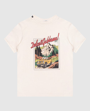 Dolce&Gabbana Детская бежевая футболка с брендовым принтом L1JTJDG7PJS