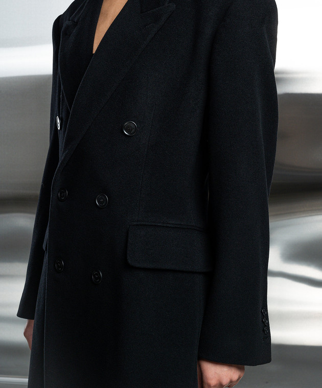 Balenciaga Черное двубортное пальто из кашемира и шерсти 772972TOU02 изображение 5