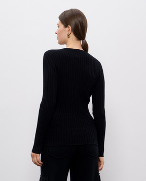 Allude Чорний джемпер в рубчик з кашеміру 25511142
