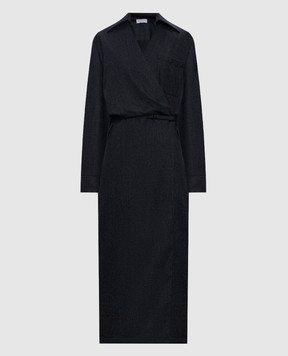 Brunello Cucinelli Серое платье на запах из шерсти ME226A5395