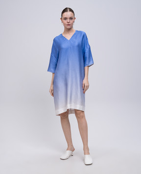 Agnona Синее платье с шелком в узоре. TR090AYS5037