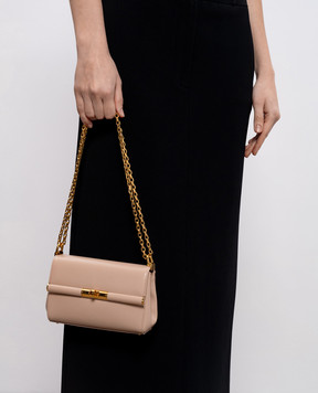 Dolce&Gabbana Бежевая кожаная сумка Marlene с логотипом BB7766A3G19