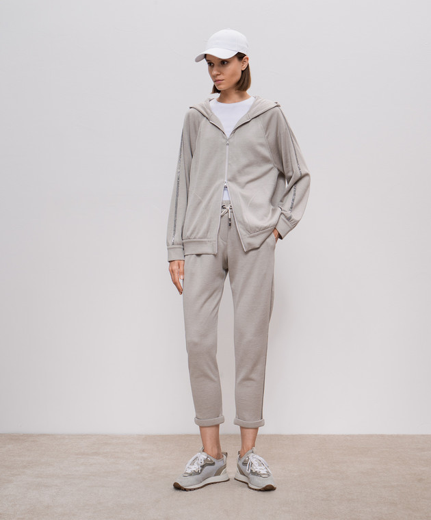 Brunello Cucinelli Бежевые джоггеры с шелком с цепочкой мониль MP828SM679 изображение 2