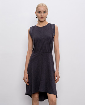 Brunello Cucinelli Сіра сукня з вовни та шовку MR905A82E2y