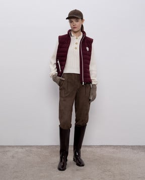Brunello Cucinelli Бордовый пуховый жилет с эмблемой MG9277778
