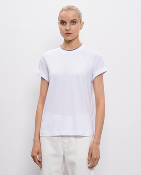 Brunello Cucinelli Білий топ з ланцюжком моніль MPT18BD200