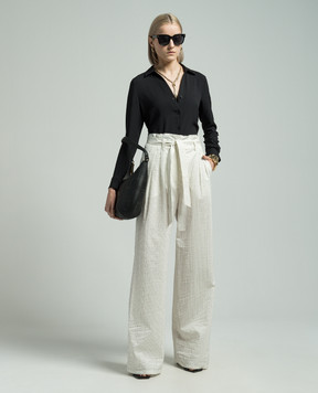 Max Mara Білі штани XERO з шовком в смужку XERO