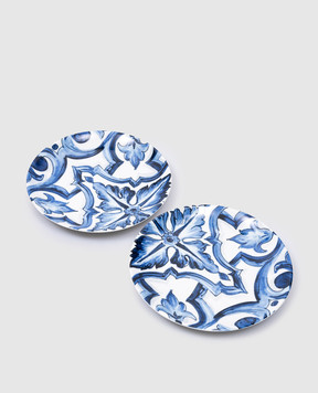 Dolce&Gabbana Набір порцелянових десертних тарілок в принт Blu Mediterraneo TC0S03TCA38