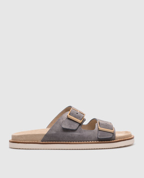 Brunello Cucinelli Серые замшевые шлепанцы Urban MZUSILY235