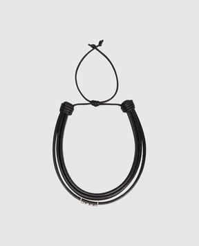 Saint Laurent Чорний шкіряний браслет CASSANDRE 820441AAEKE