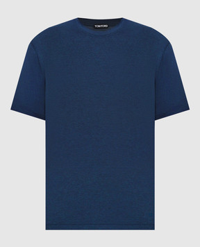 Tom Ford Синя футболка з монограмою логотипа JCS004JMT012