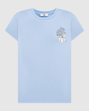 Twinset Блакитна футболка з квітковим принтом 241LM2YLL