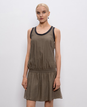 Brunello Cucinelli Платье мини цвета хаки из шелка M0R27A60H1